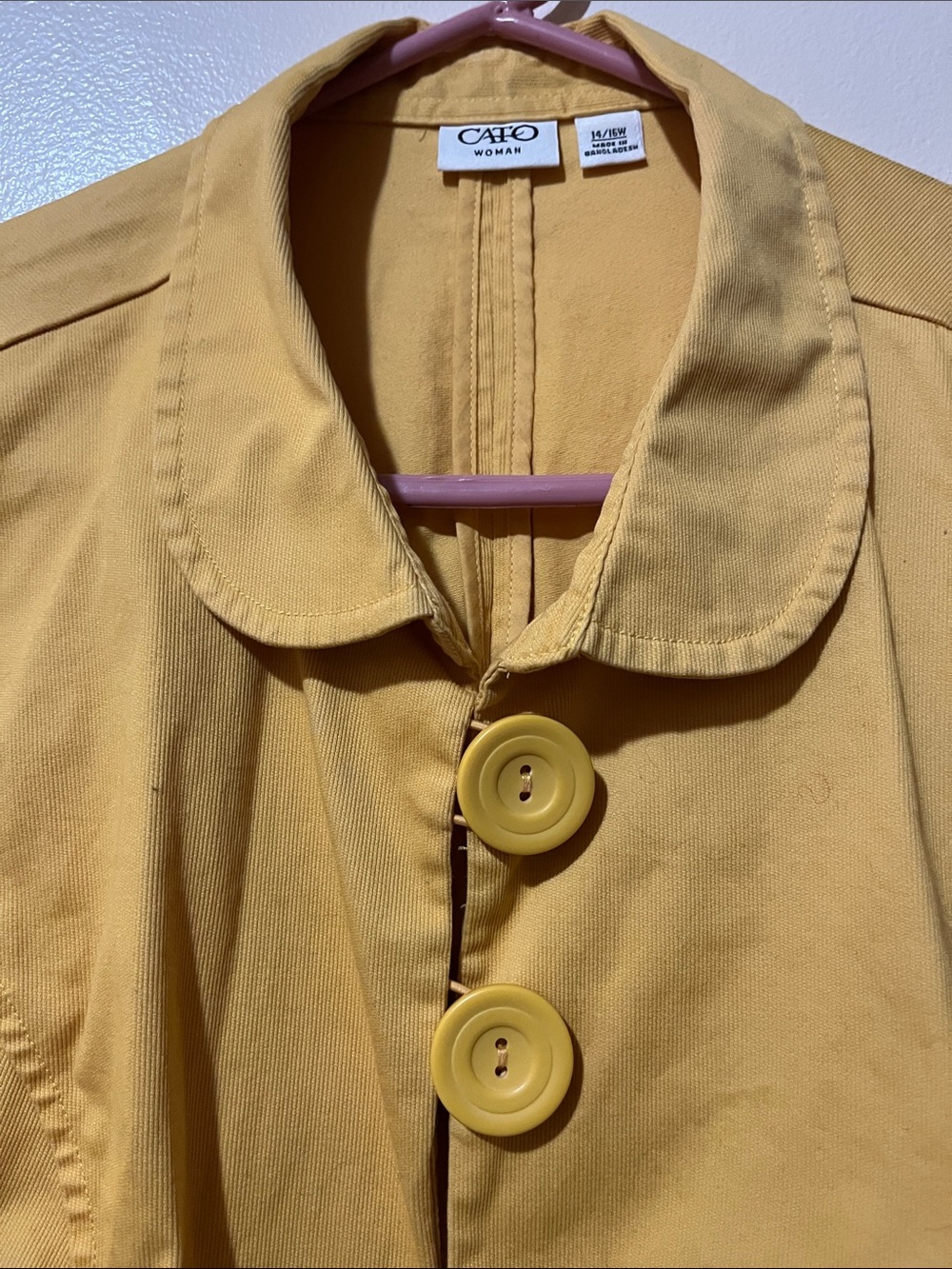 VTG CATO WOMEN / Size 14-16 / Peter Pan Collar / Big Buttons / Pockets / Yellow - Picture 3 of 8